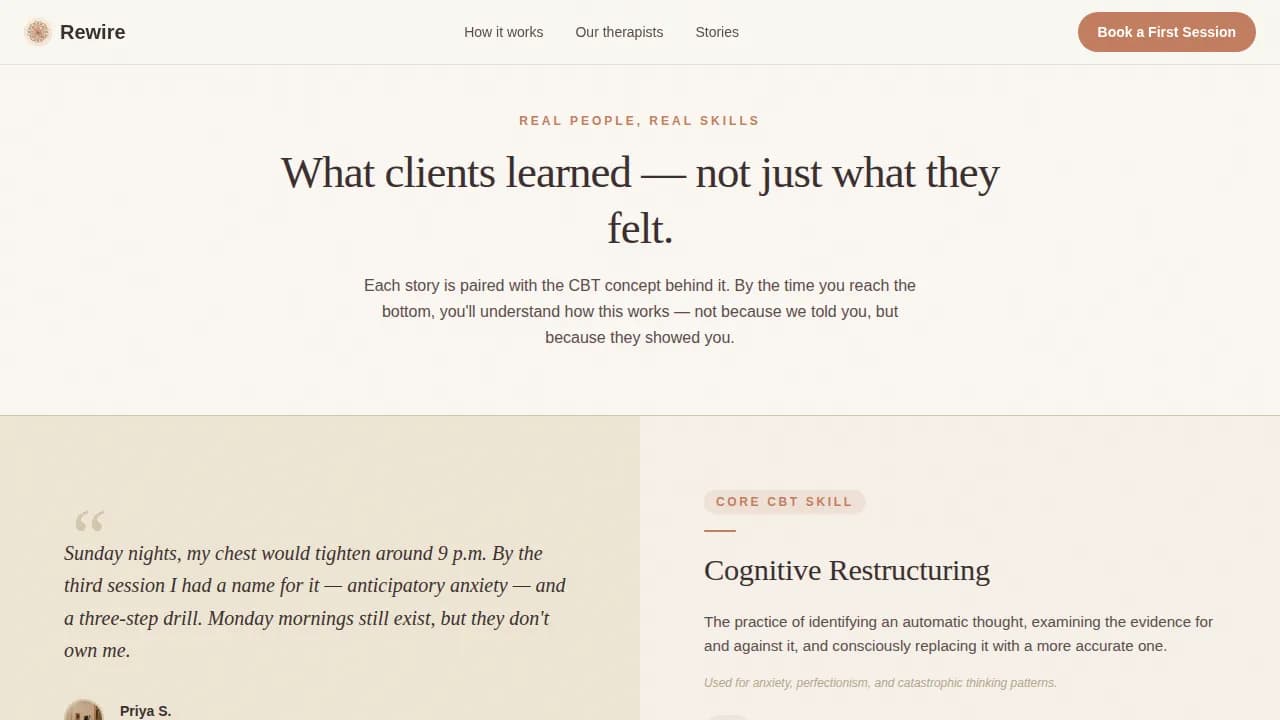 Rewire — Holistic Mental Wellness Center Landing Page Template