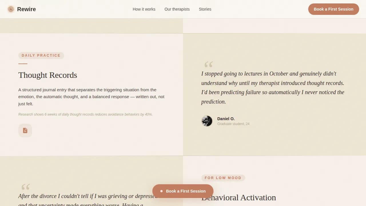 Rewire — Holistic Mental Wellness Center Landing Page Template