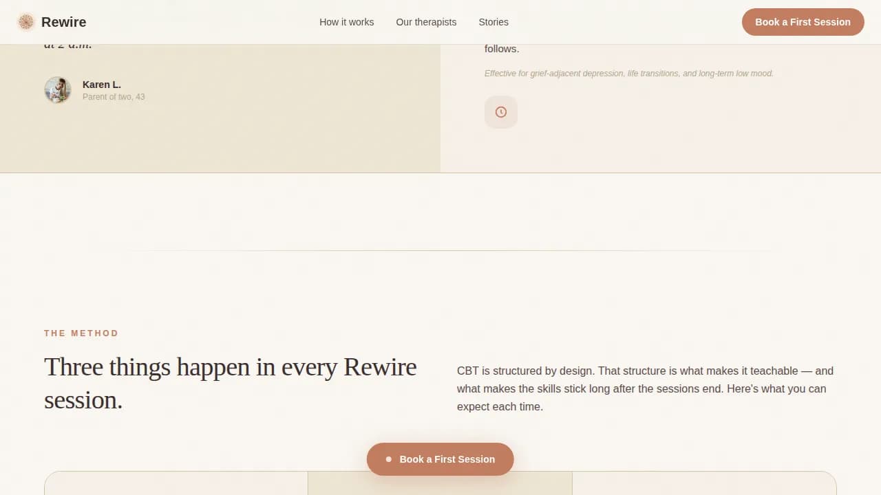 Rewire — Holistic Mental Wellness Center Landing Page Template