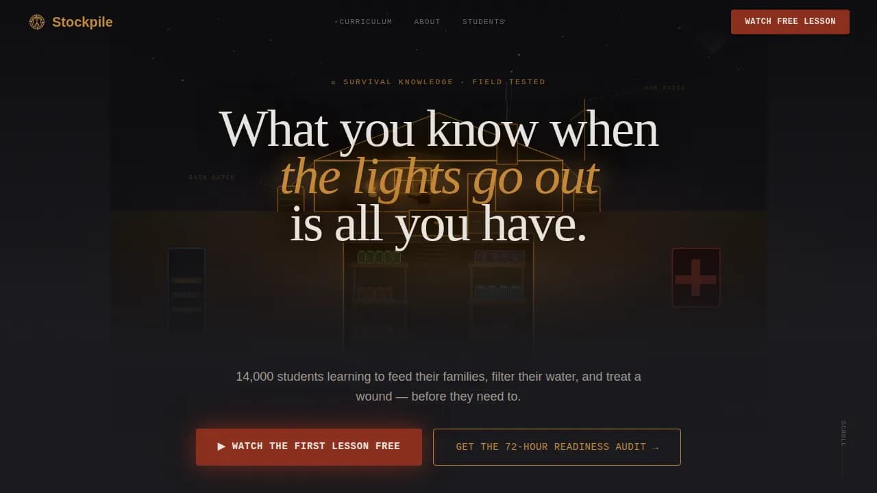 Stockpile — Wilderness Resilience Academy Landing Page Template