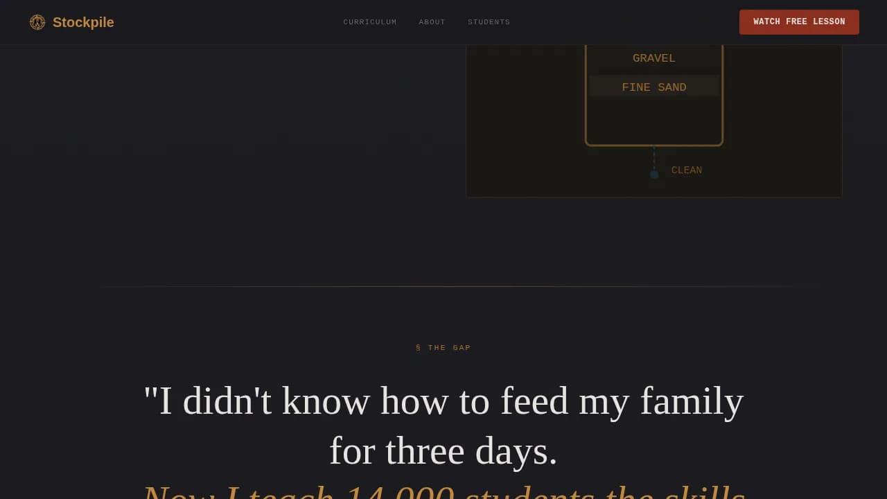 Stockpile — Wilderness Resilience Academy Landing Page Template