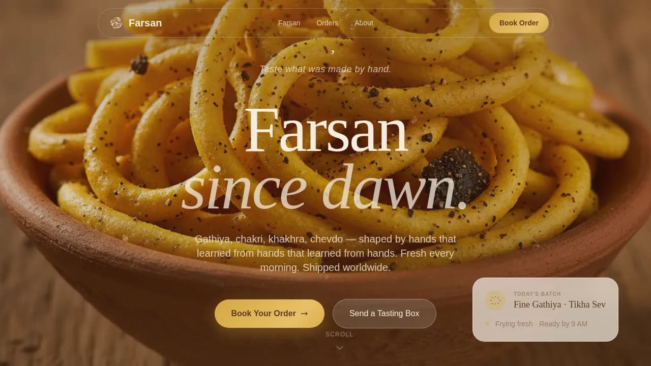 Farsan — Artisanal Snack Marketplace Landing Page Template