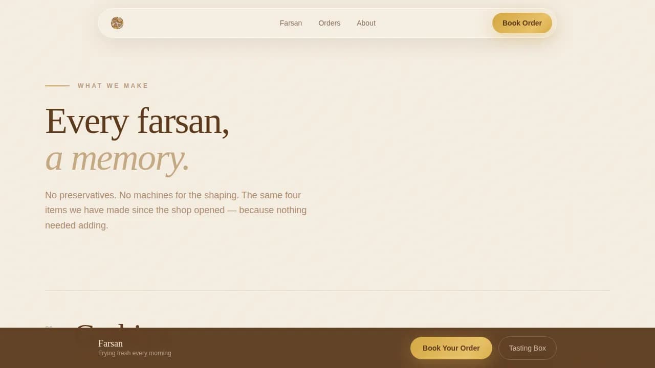 Farsan — Artisanal Snack Marketplace Landing Page Template