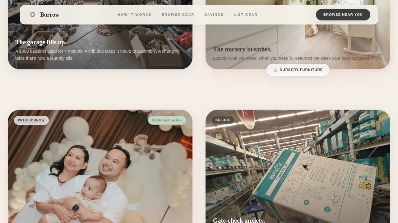 Borrow — Connected Equipment Sharing Landing Page Template