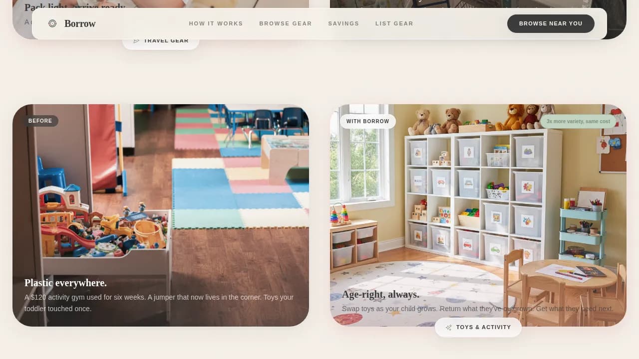 Borrow — Connected Equipment Sharing Landing Page Template