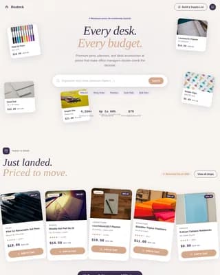 Restock — Premium Office Supplies Landing Page Template