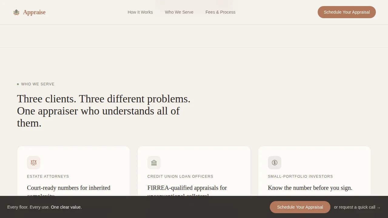 Appraise — Certified Property Evaluation Landing Page Template