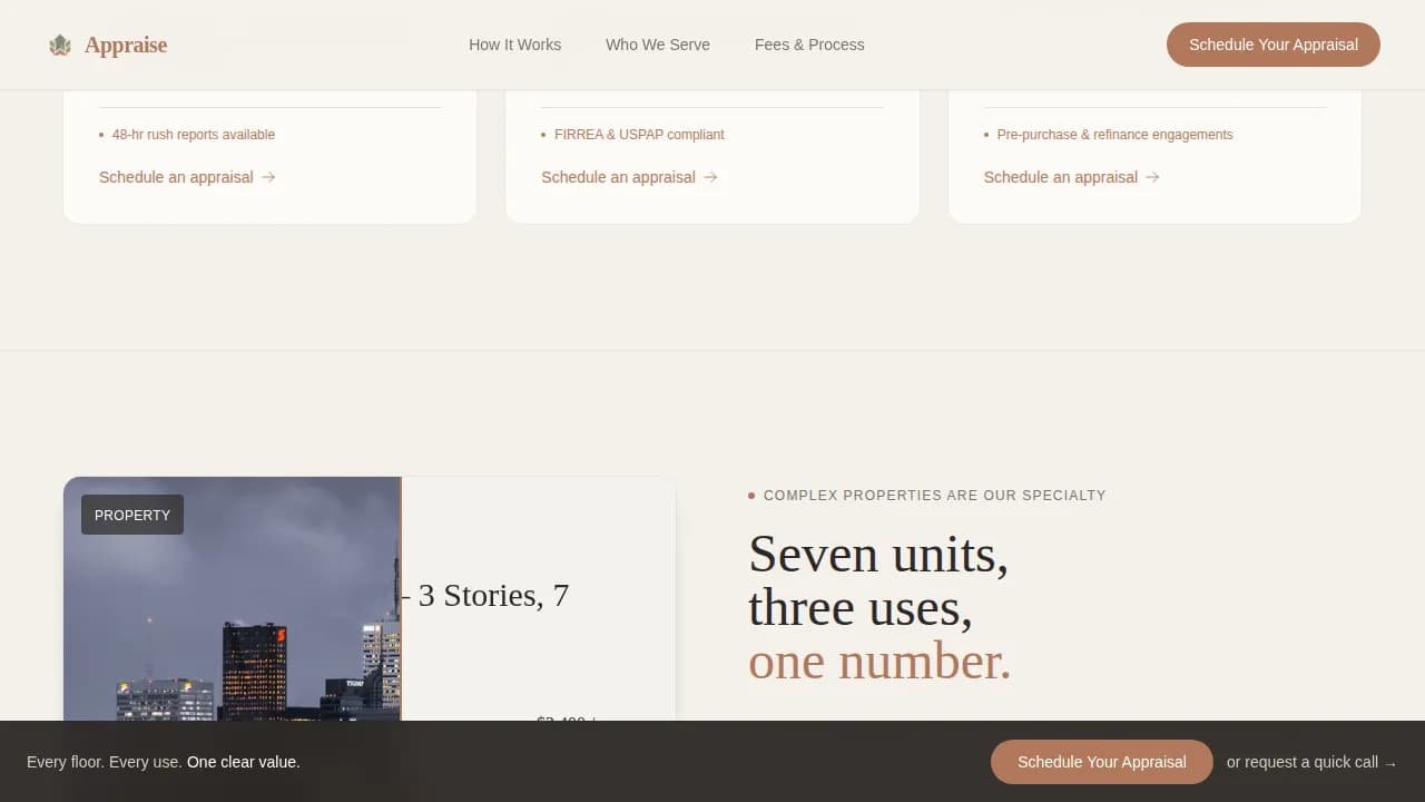 Appraise — Certified Property Evaluation Landing Page Template