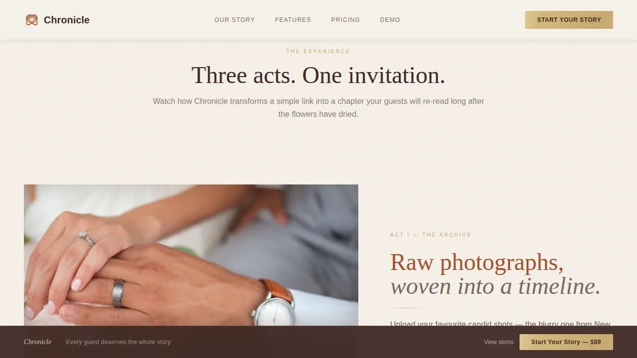 Chronicle — Iconic Wedding Registry Landing Page Template