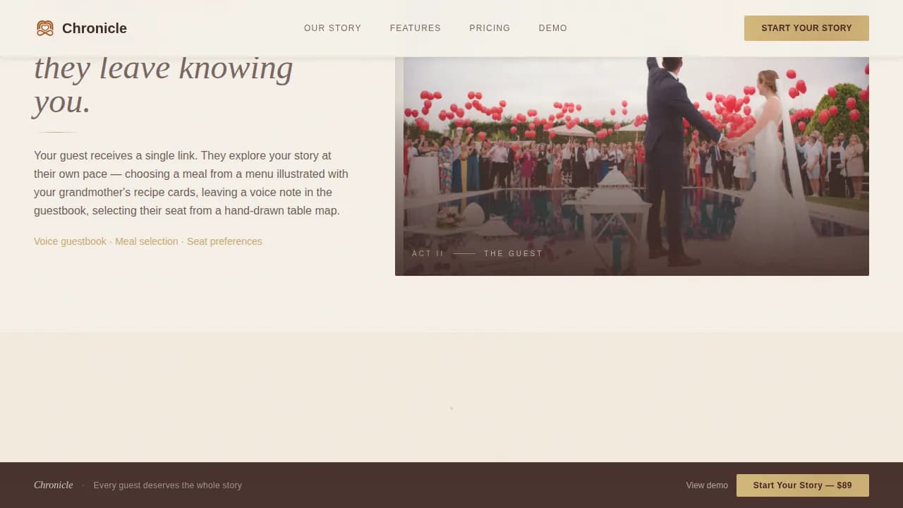 Chronicle — Iconic Wedding Registry Landing Page Template