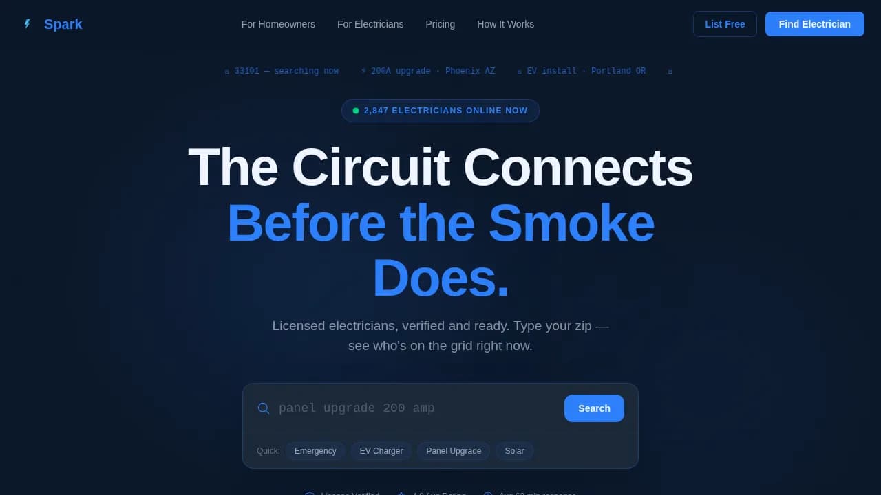 Spark — Expert Electrical Services Landing Page Template