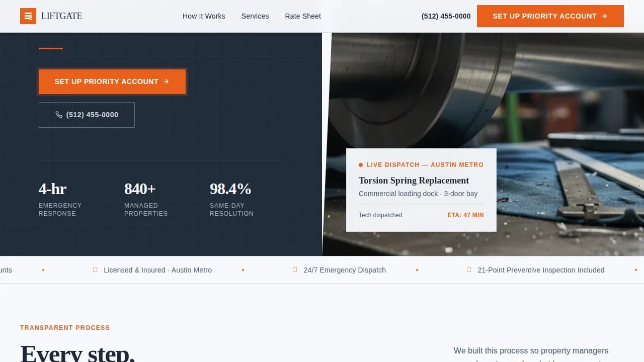 Liftgate — Professional Garage Door Repair Landing Page Template
