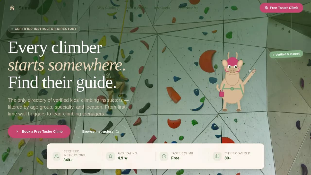 Summit — Certified Climbing Instruction Landing Page Template