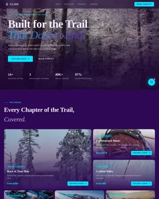 Glide — Premium Skiing Equipment Landing Page Template