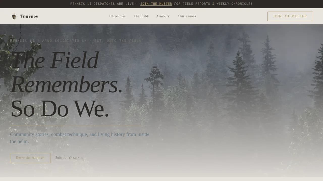 Tourney — Immersive Combat Experience Landing Page Template