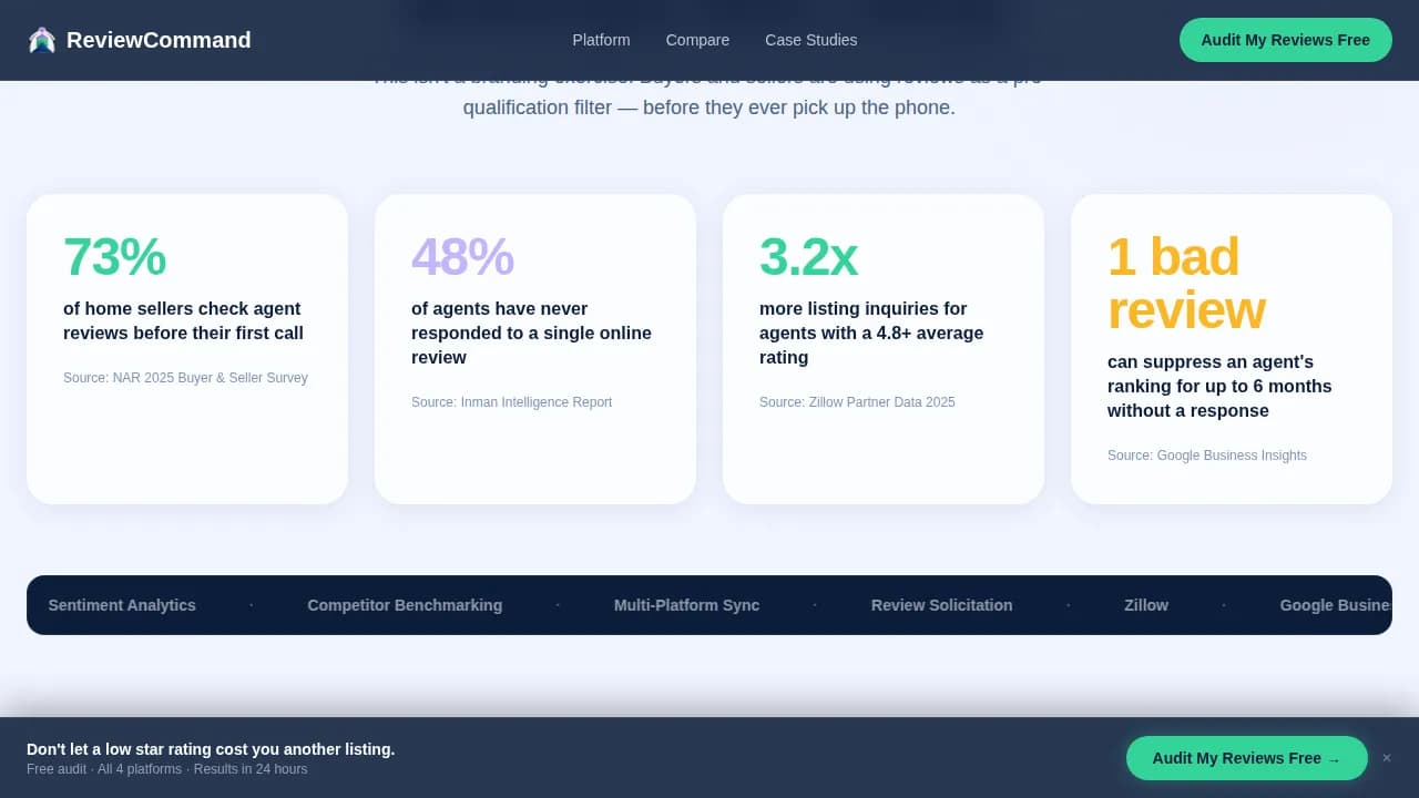 ReviewCommand — Smart Real Estate Reputation Landing Page Template