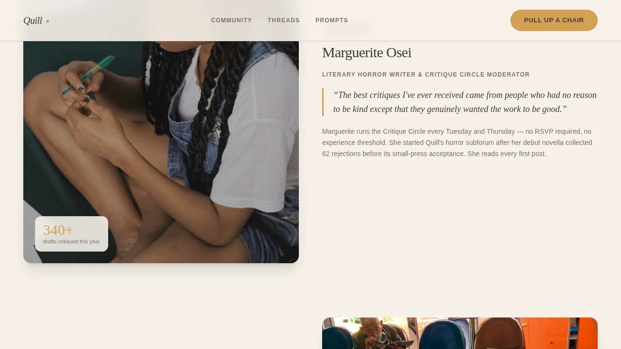 Quill — Thriving Writers Community Landing Page Template