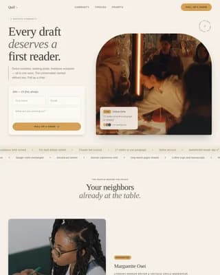 Quill — Thriving Writers Community Landing Page Template