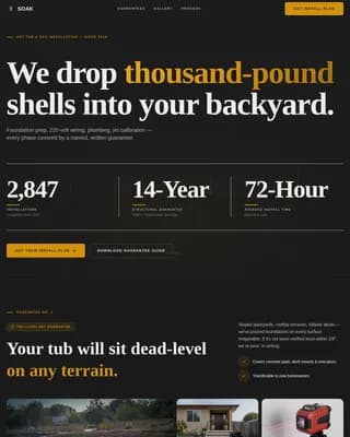 Soak — Professional Hot Tub Installation Landing Page Template