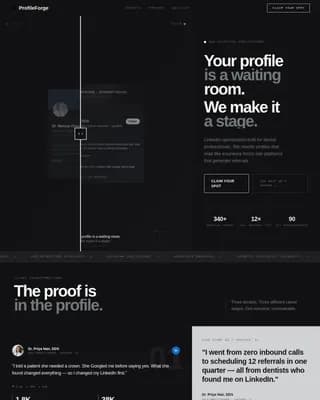 Profileforge - Bold Brutalist Dentist LinkedIn Optimization Landing Page Template