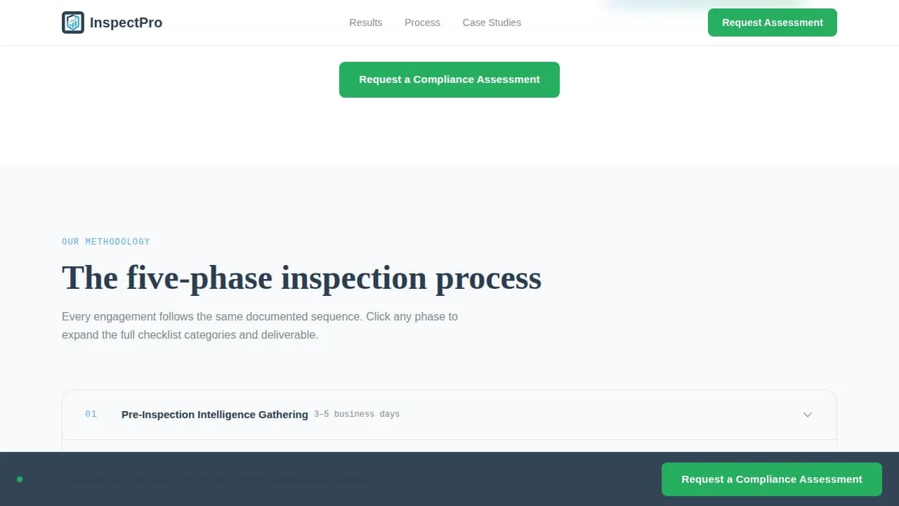 Health Inspector Reviews & Testimonials Website Template