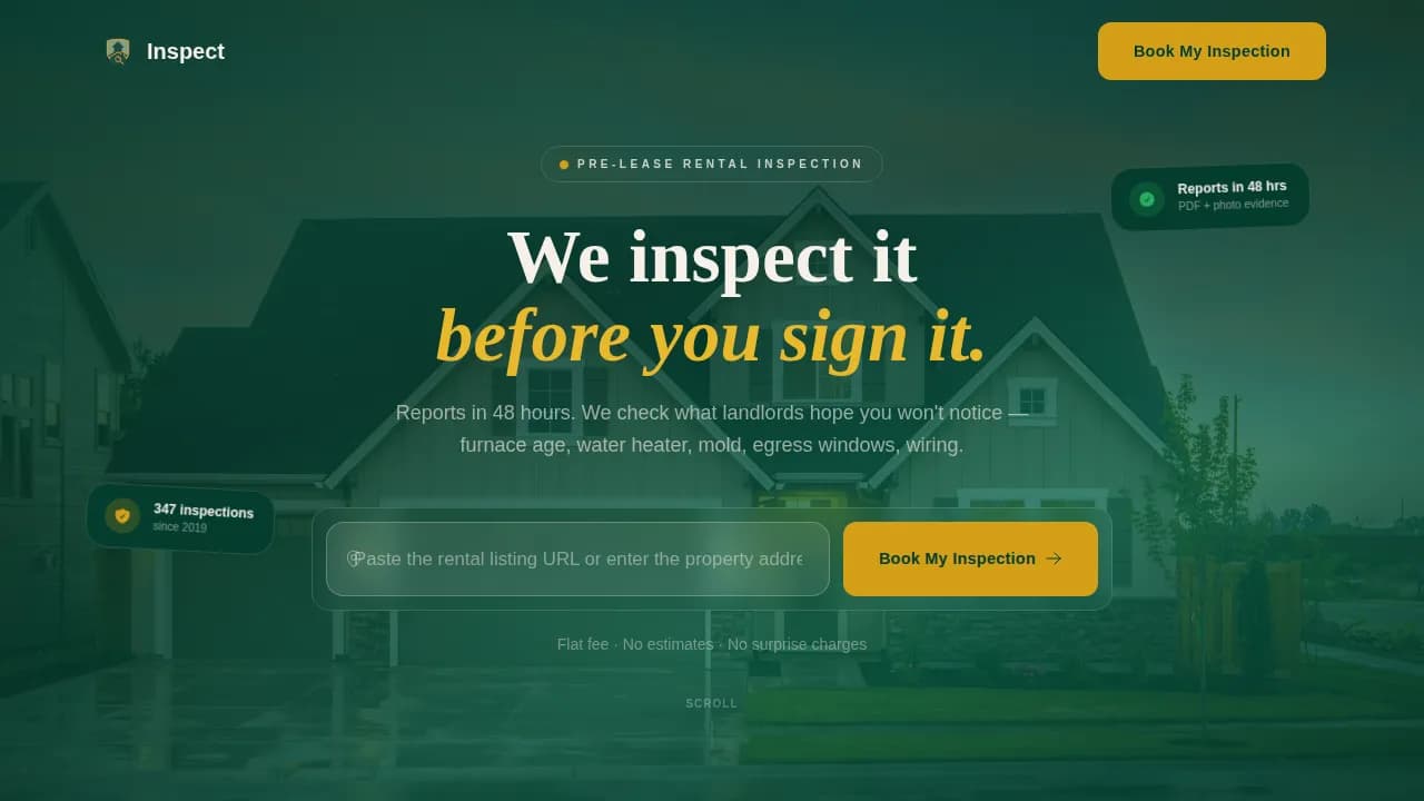 Inspect — Certified Home Inspection Landing Page Template
