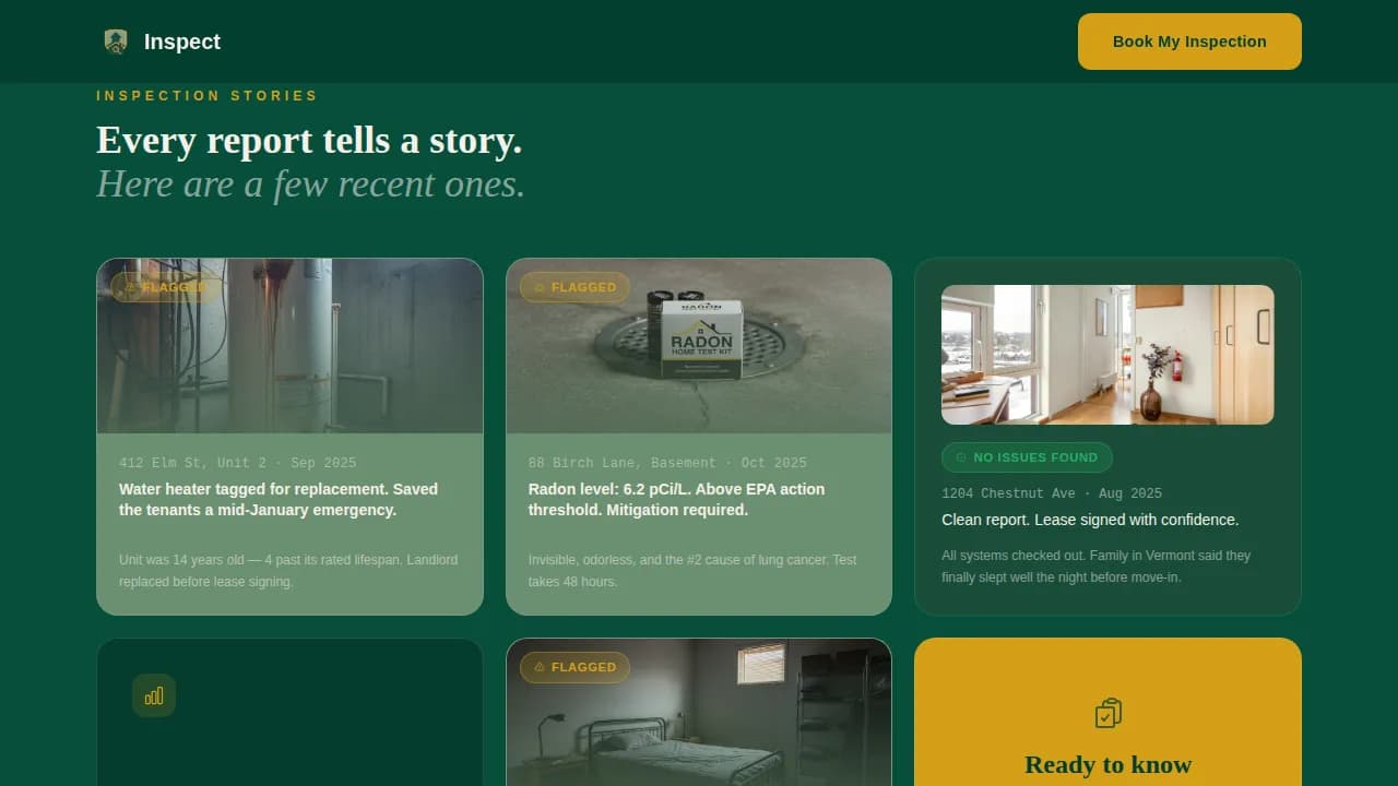 Inspect — Certified Home Inspection Landing Page Template