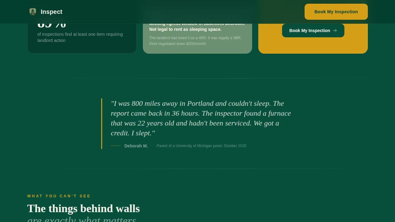 Inspect — Certified Home Inspection Landing Page Template