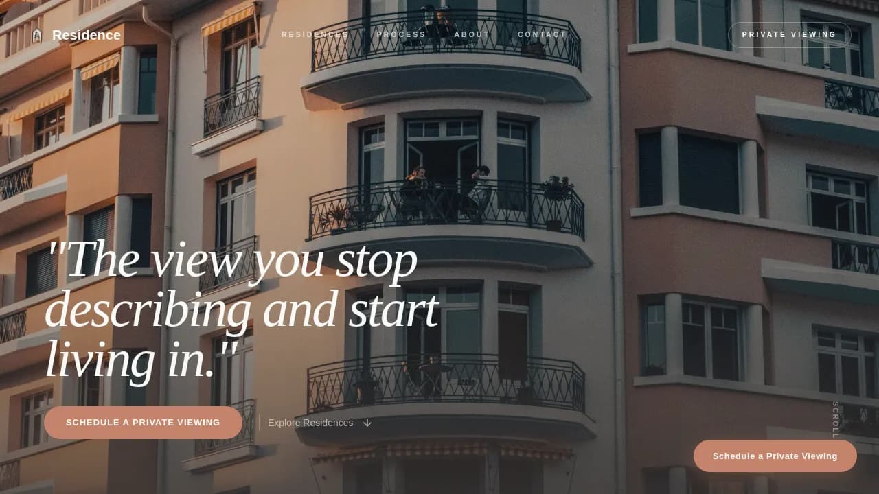 Residence — Luxury Real Estate Agent Landing Page Template