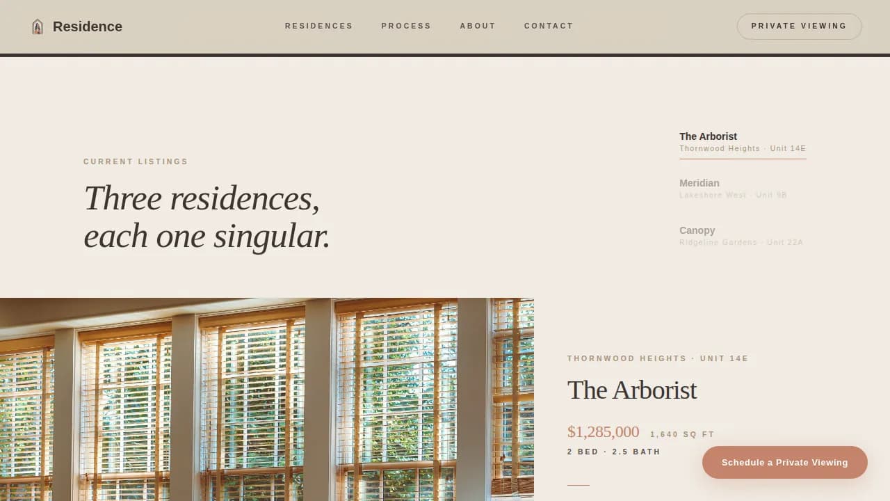 Residence — Luxury Real Estate Agent Landing Page Template