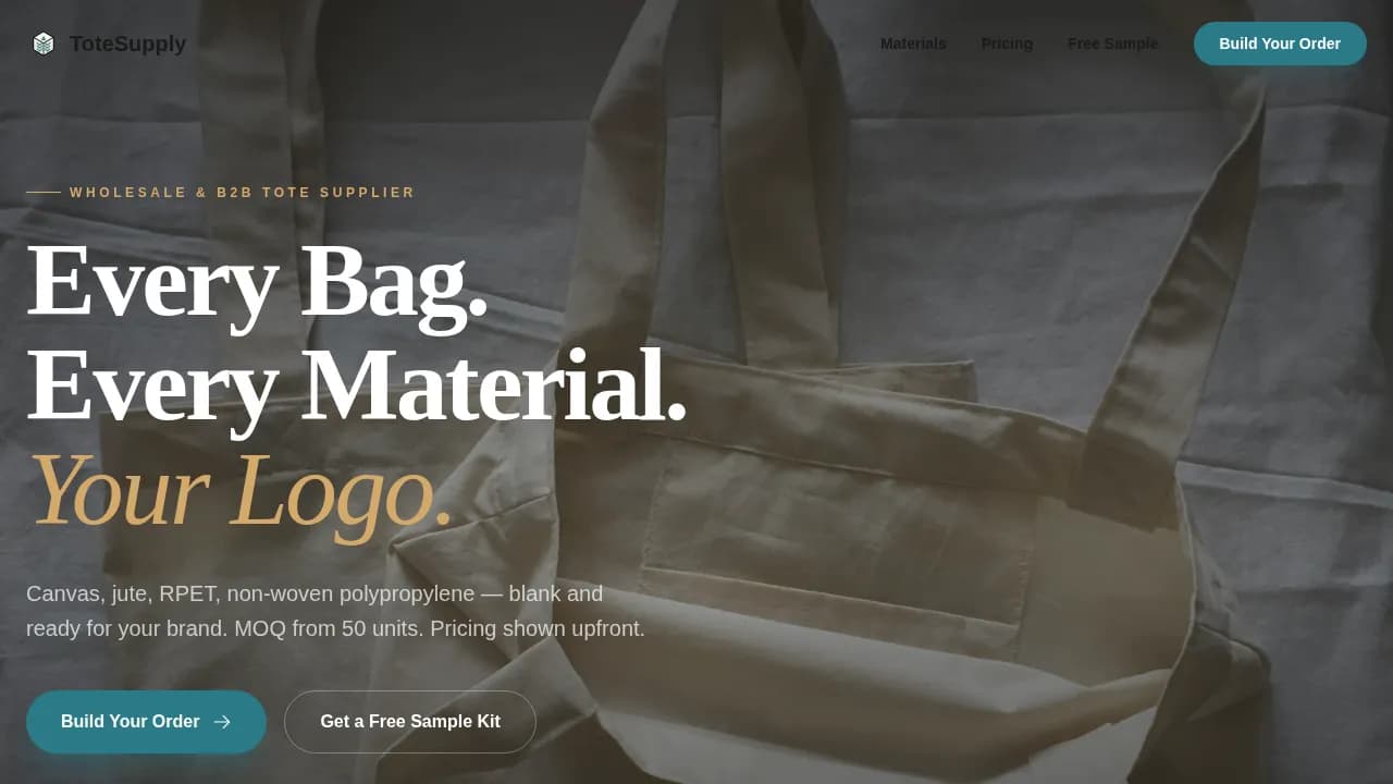 Supply — Wholesale Eco Bags B2B Landing Page Template