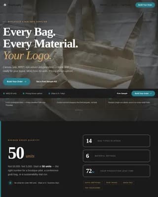 Supply — Wholesale Eco Bags B2B Landing Page Template