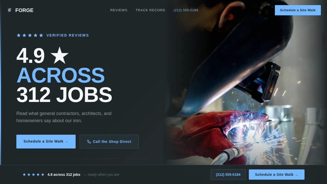Ironworker Booking Website Template