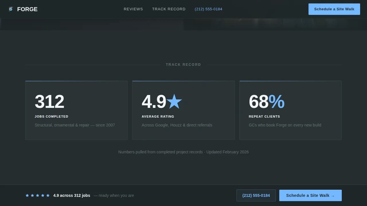 Ironworker Booking Website Template