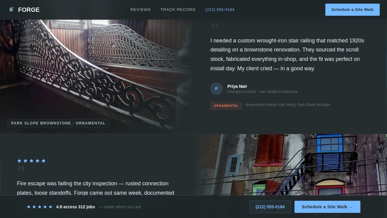 Ironworker Booking Website Template