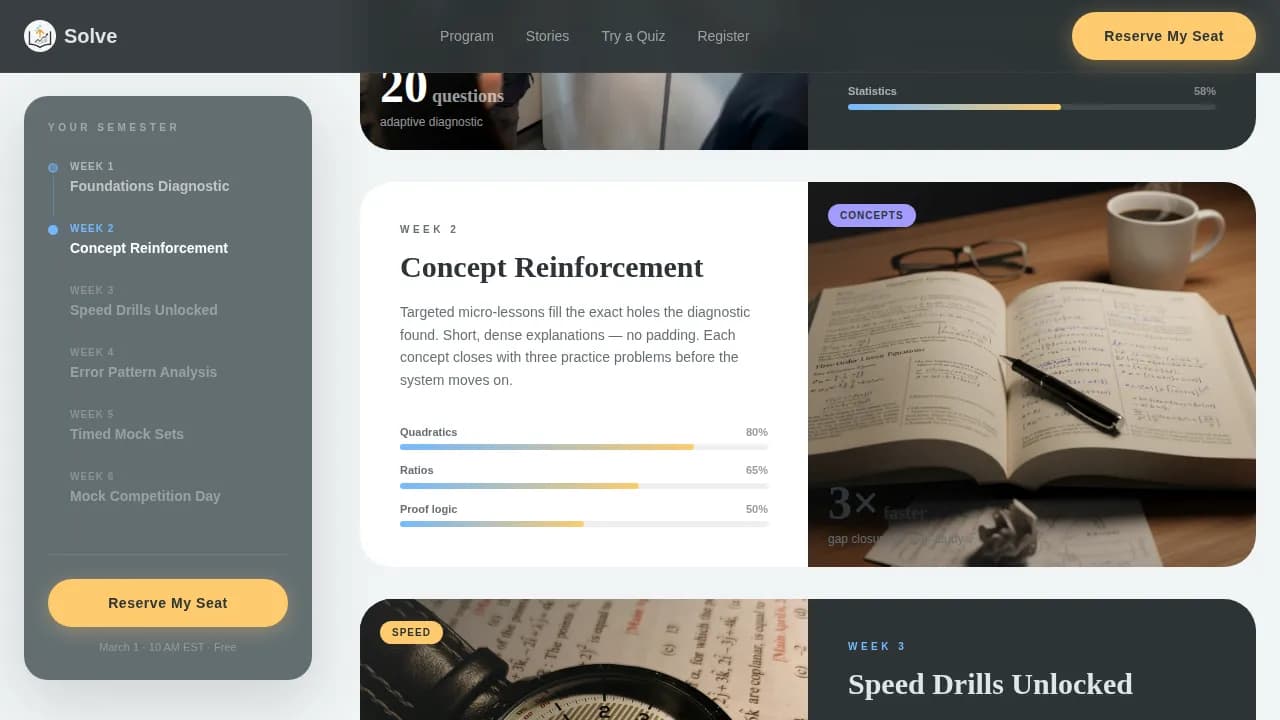 Master — Interactive Math Competition Landing Page Template