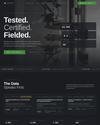 Certify — Defense Testing Lab Landing Page Template