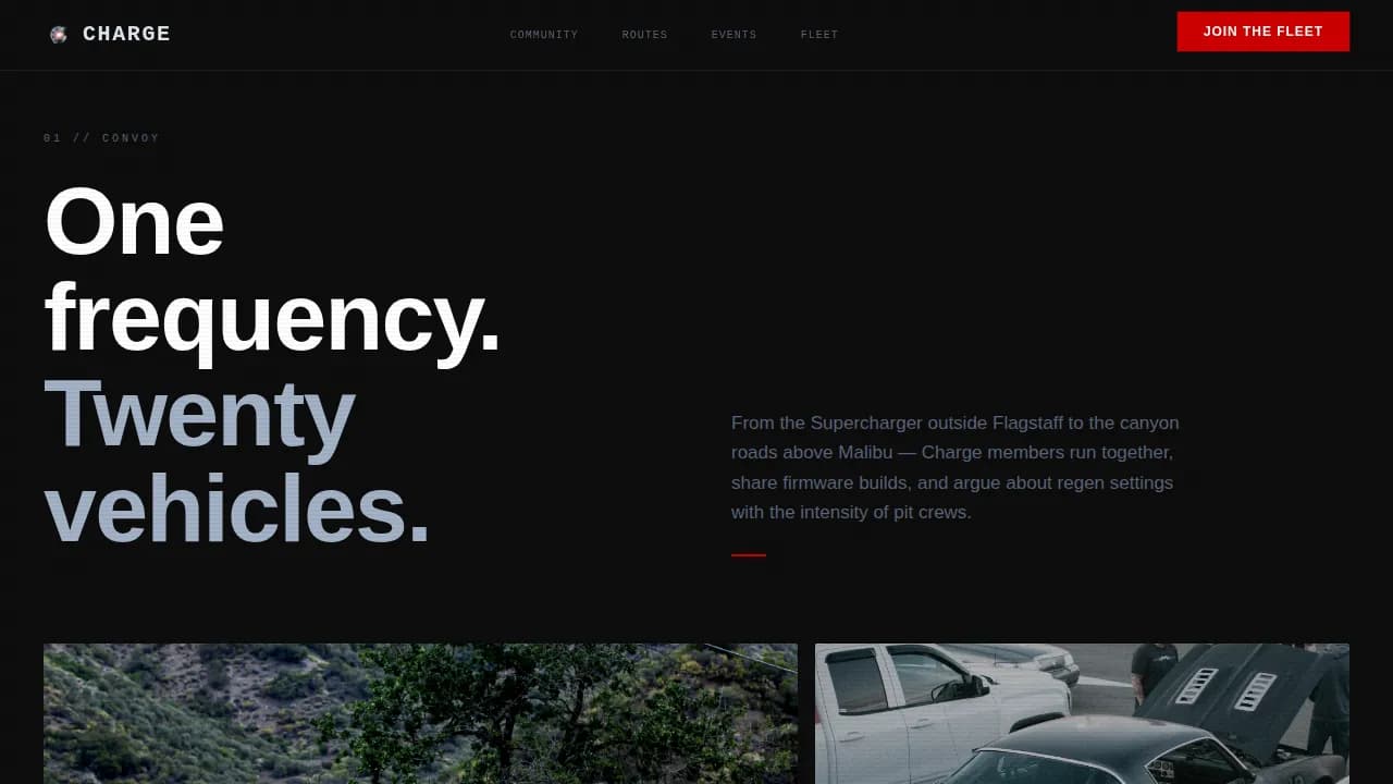 Accelerate — Performance EV Owners Club Landing Page Template