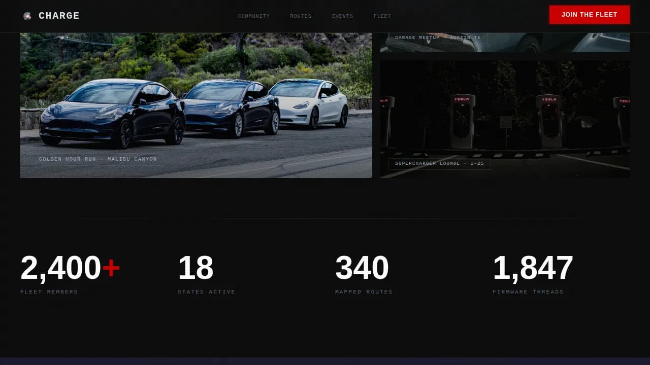 Accelerate — Performance EV Owners Club Landing Page Template