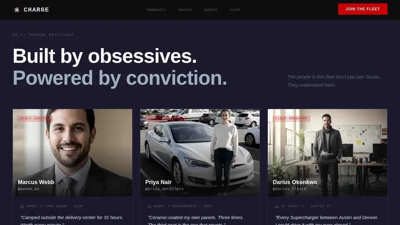 Accelerate — Performance EV Owners Club Landing Page Template