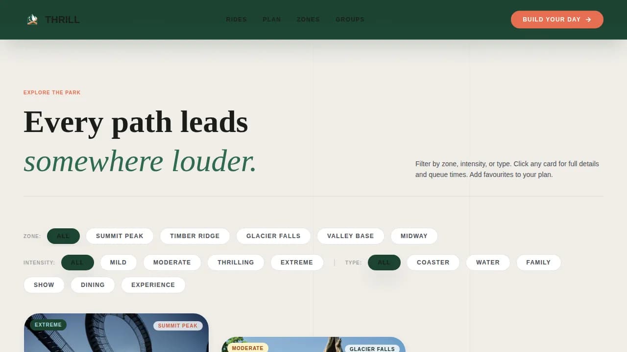 Adventure — Thrilling Theme Park Landing Page Template