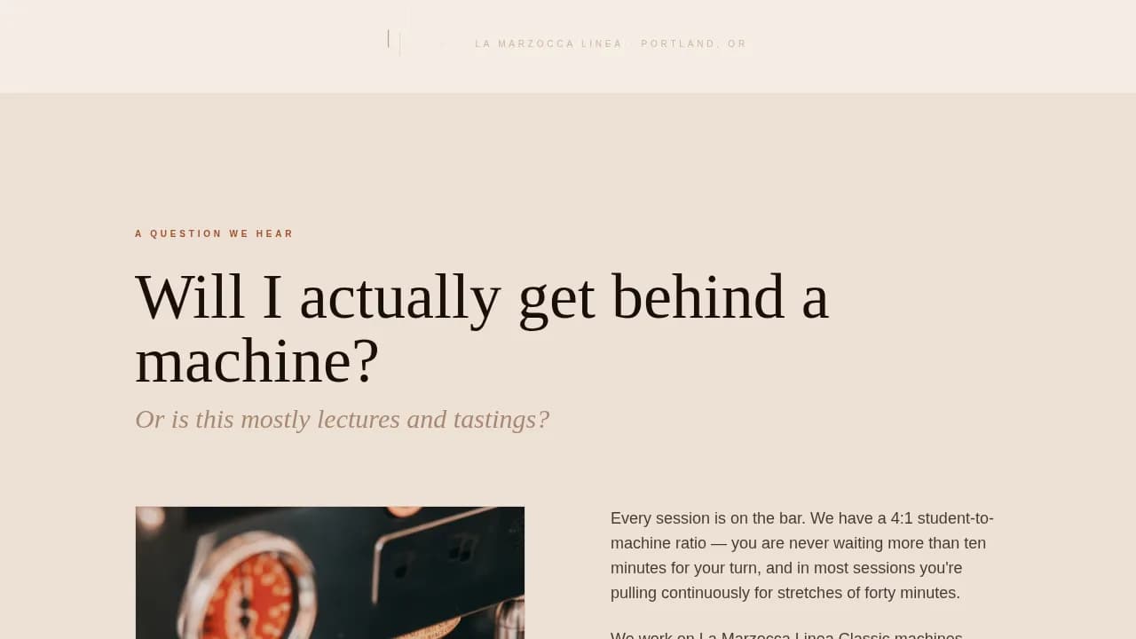 Brew — Premier Coffee Training Landing Page Template