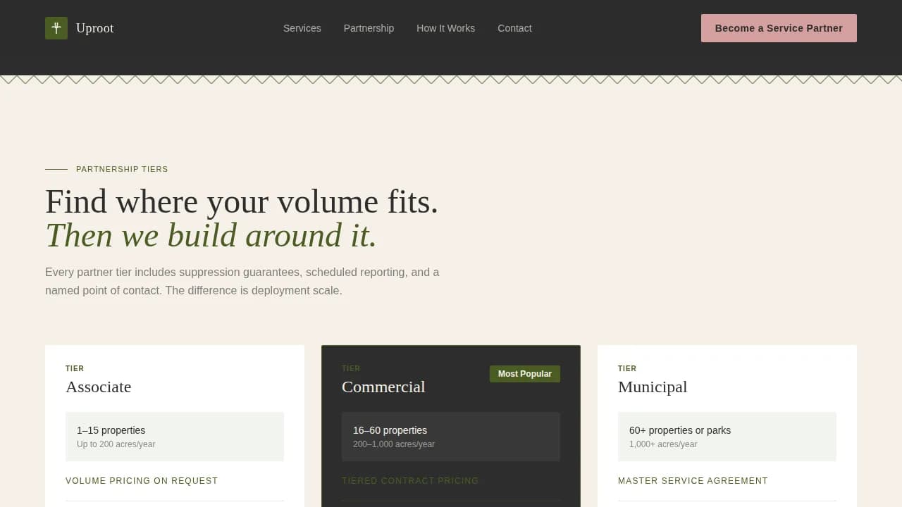 Uproot — Expert Vegetation Management Landing Page Template