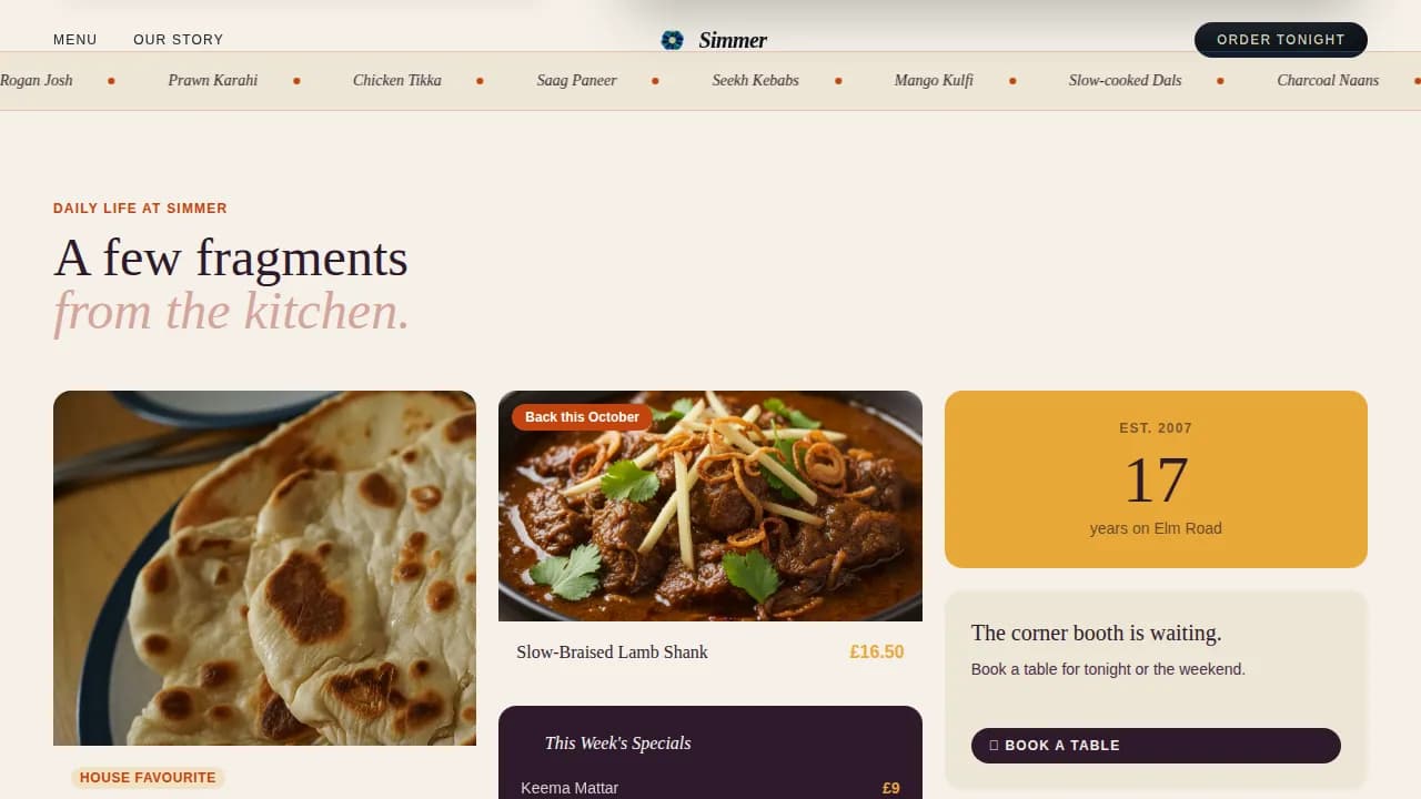 Savor — Authentic Curry Restaurant Landing Page Template