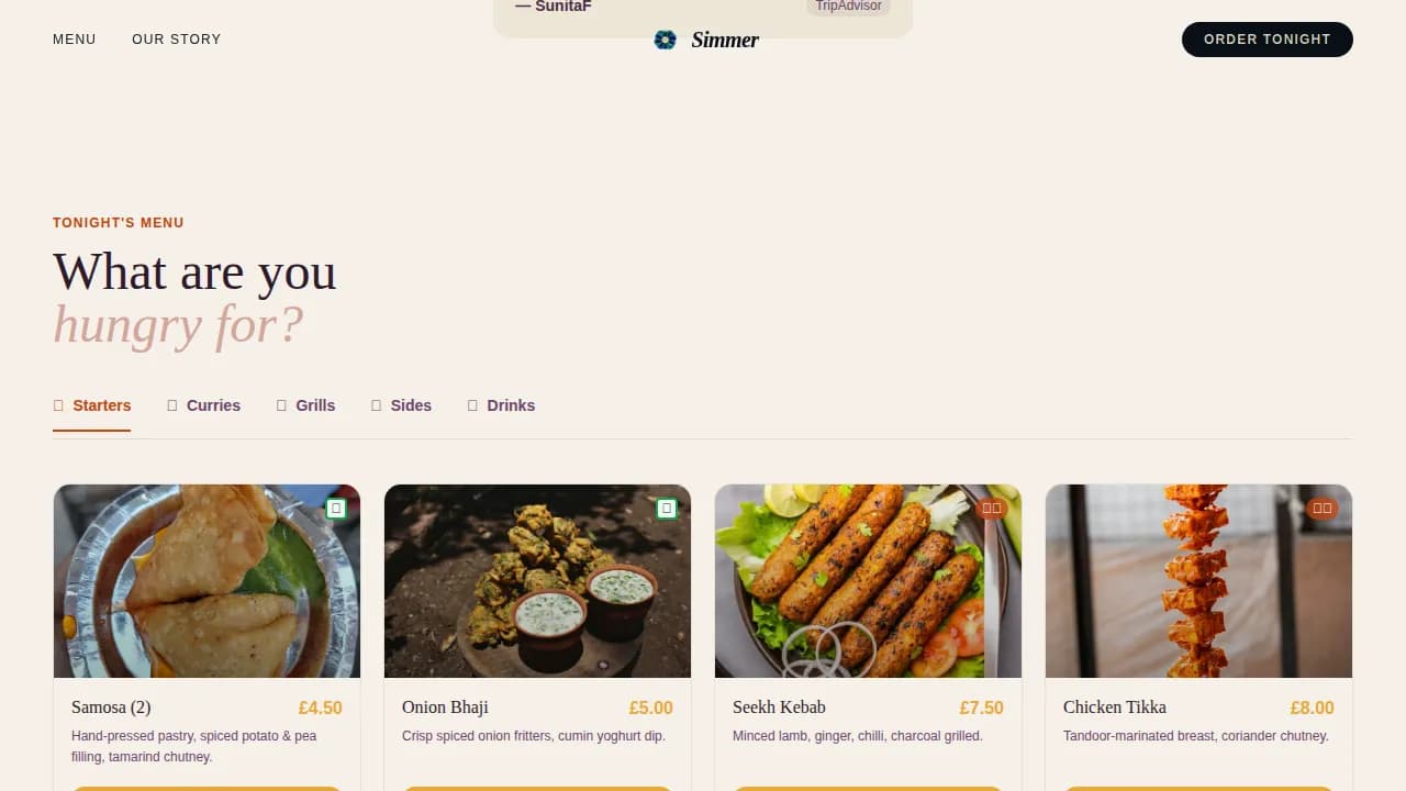 Savor — Authentic Curry Restaurant Landing Page Template