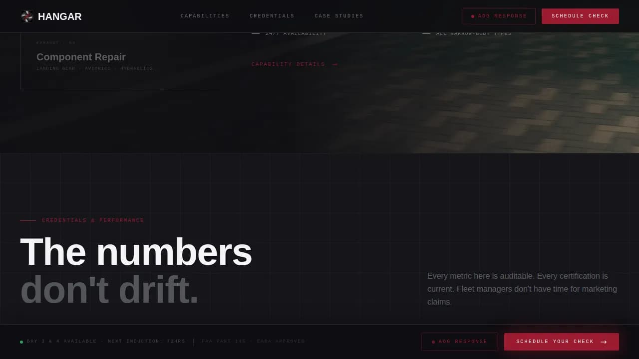 Hangar - Precision MRO Aircraft Maintenance Landing Page Template