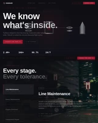 Hangar - Precision MRO Aircraft Maintenance Landing Page Template