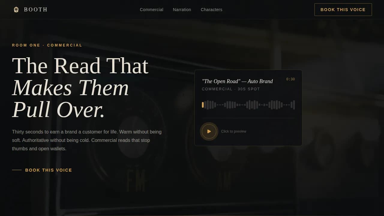 Perform — Professional Voice Actor Landing Page Template