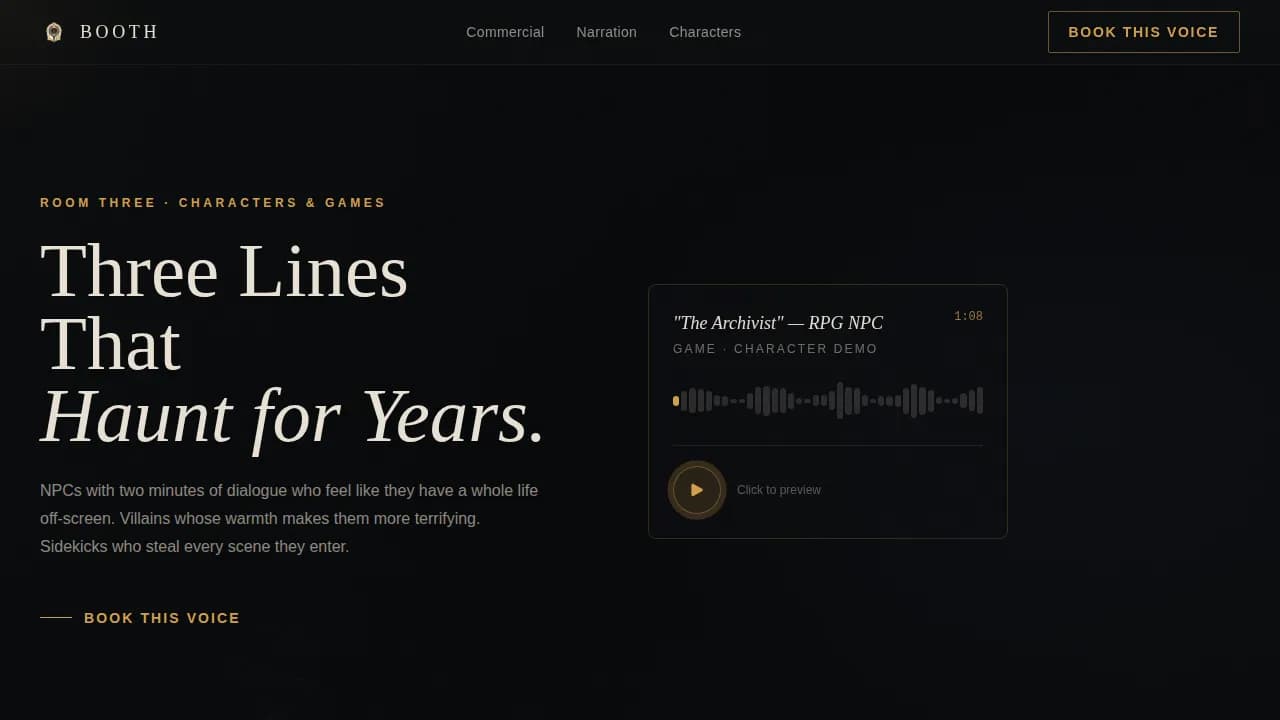 Perform — Professional Voice Actor Landing Page Template