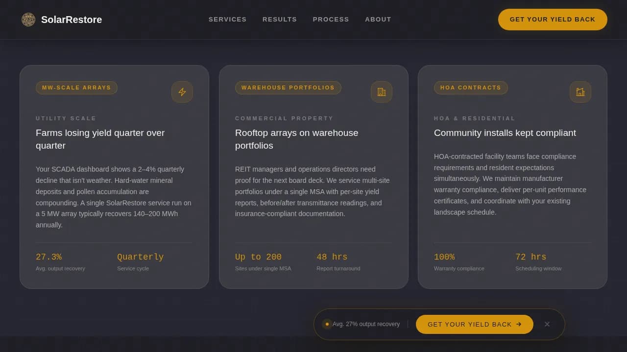 Array — Efficient Solar Maintenance Landing Page Template